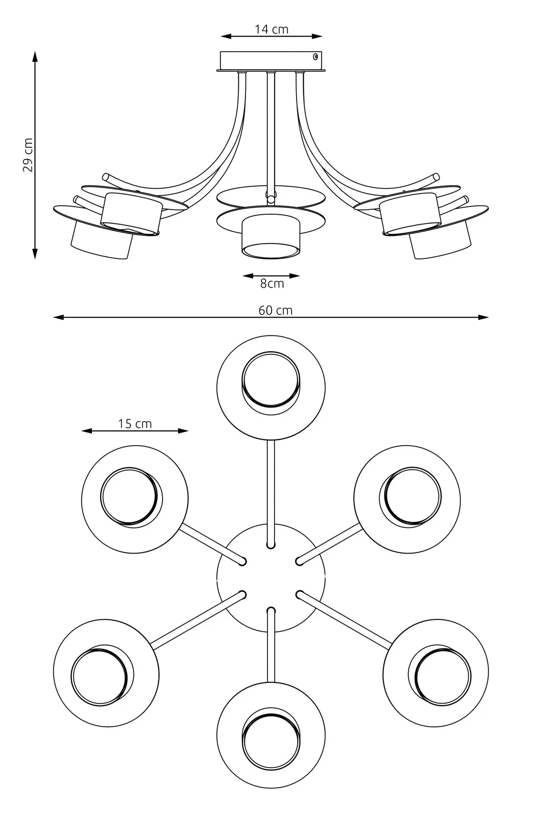 Lampa sufitowa ENSO 6 BL czarna - 1445/6