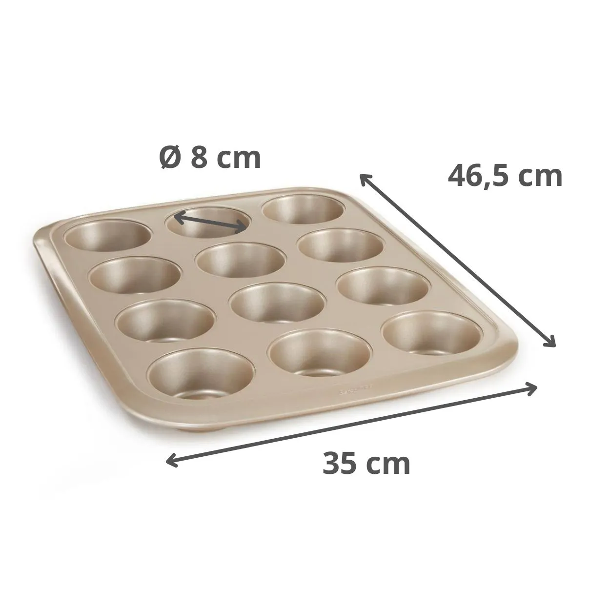 image formy do muffinów, tortownica, metalowa blacha, kolor złoty, średnica 8 cm