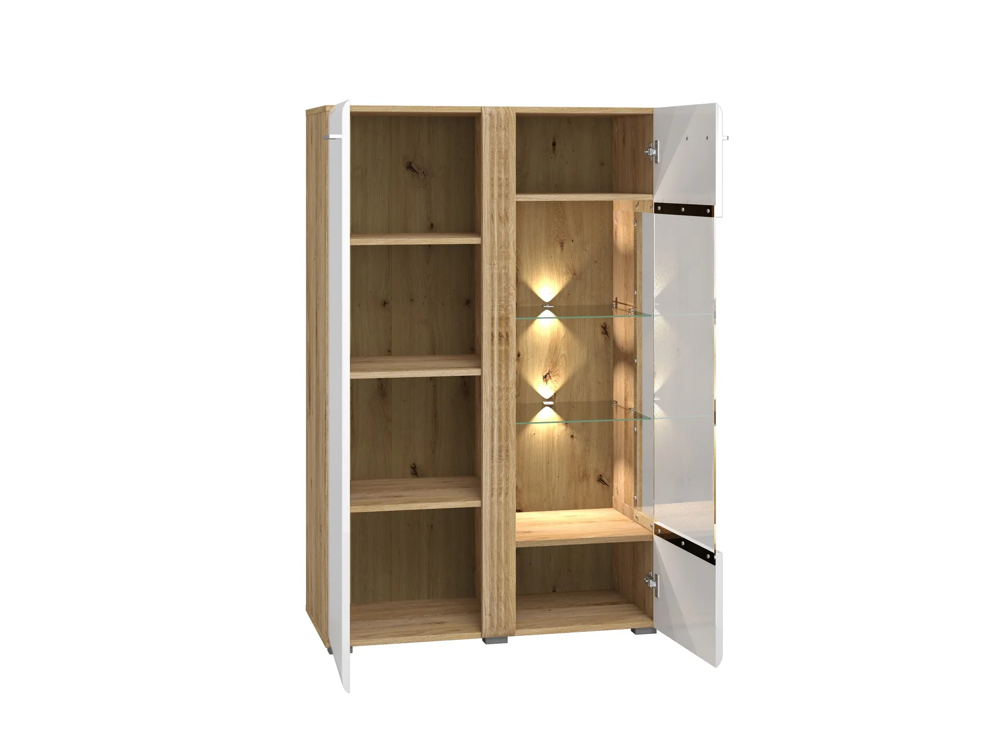 Witryna niska Adagio 03 Prawa dąb castello, biały połysk - 1ADAG03P-001