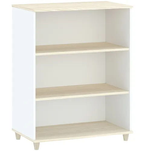 Regał niski GOODY W100 SZ80 drewniane uchwyty i nóżki biały akacja