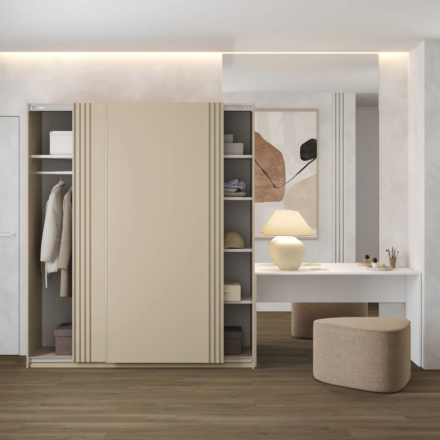 Szafa 2-drzwiowa z lamelami NIVA 180cm beżowa - 2412OE16