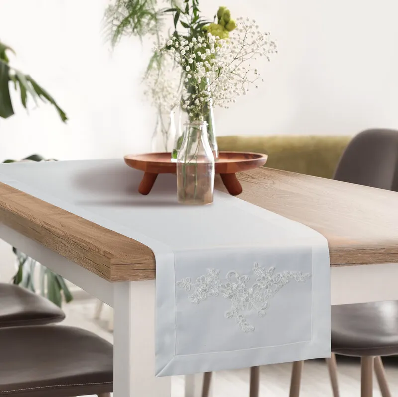 OBRUS BARI 40 X 140 CM BIAŁY - EU_457065