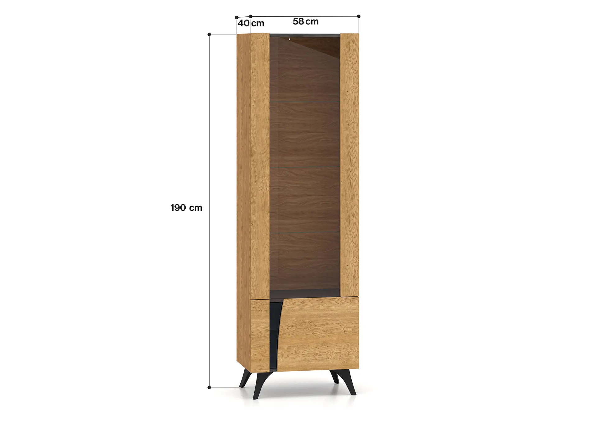 Witryna 1-drzwiowa TOSCANIA 02 prawa dąb baltic dune jesion prestige czarny — zdjęcie 16