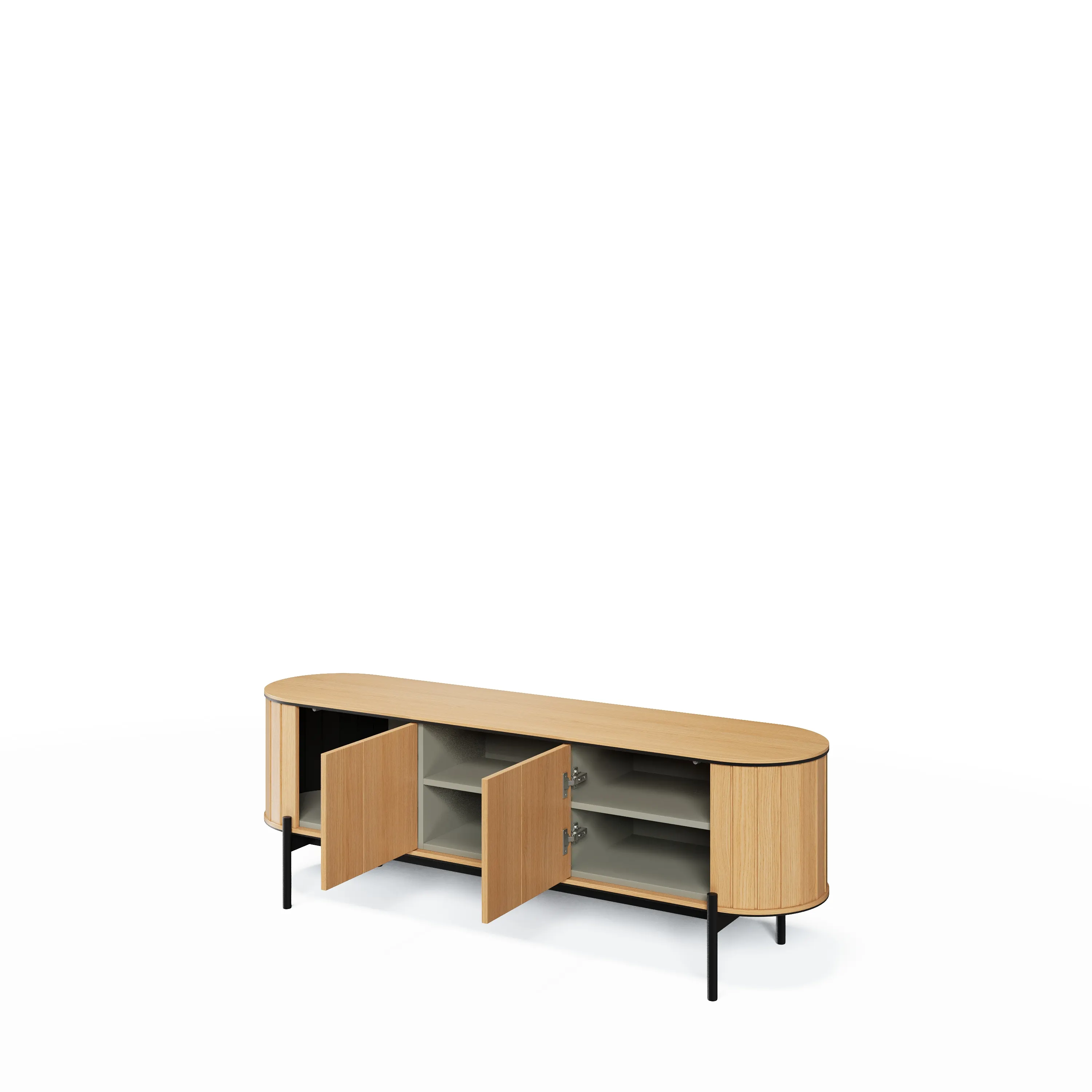 Zaokrąglona szafka RTV Rotto RT-05 168cm dąb vincenza/eukaliptus