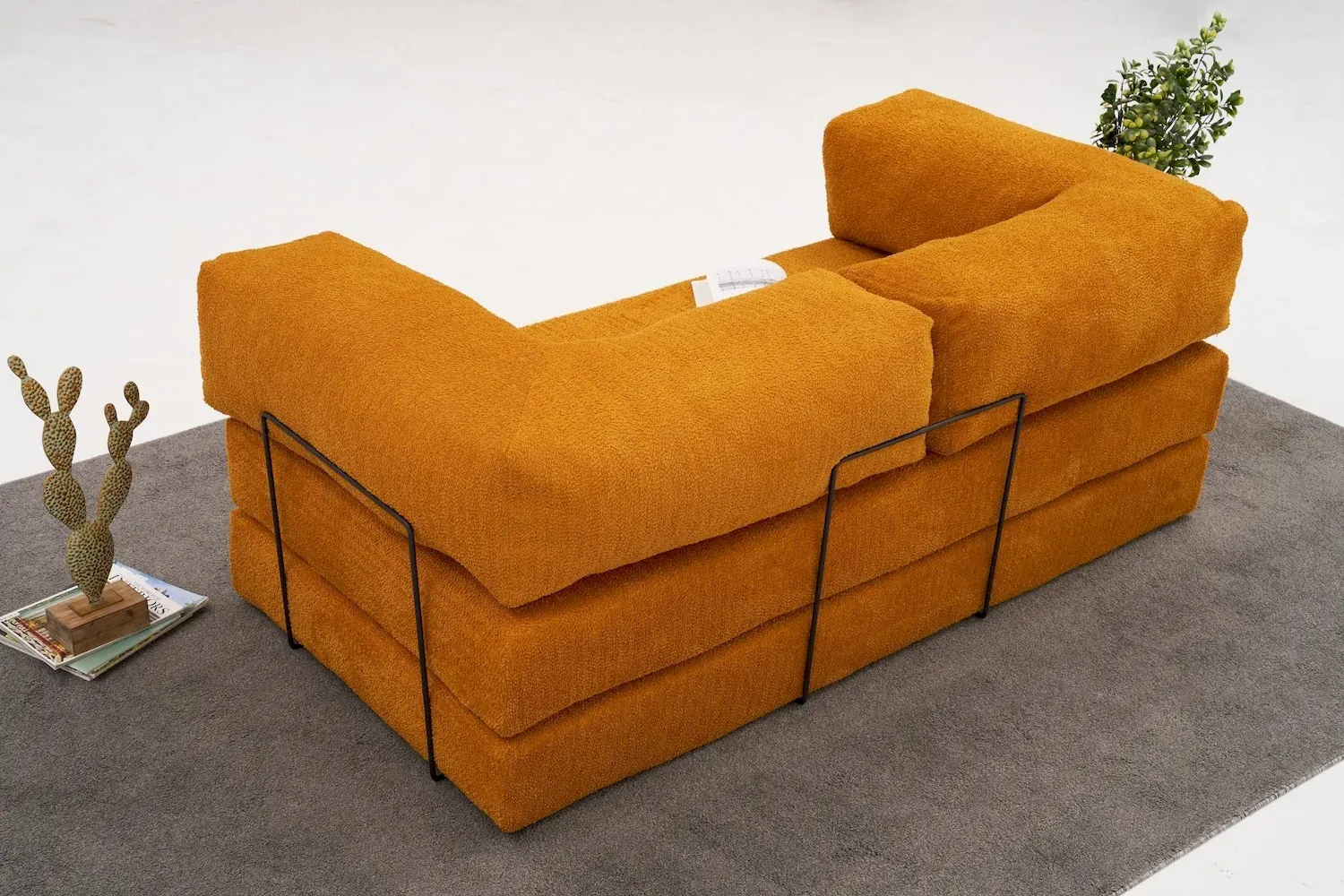 Sofa 3-osobowa rozkładana COMFORT pomarańczowa — zdjęcie 8