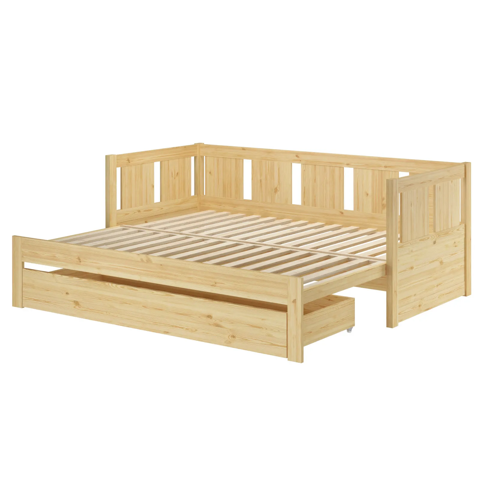 Łóżko drewniane rozkładane MOON 90x200 z oparciem naturalne - LMOONSOS90