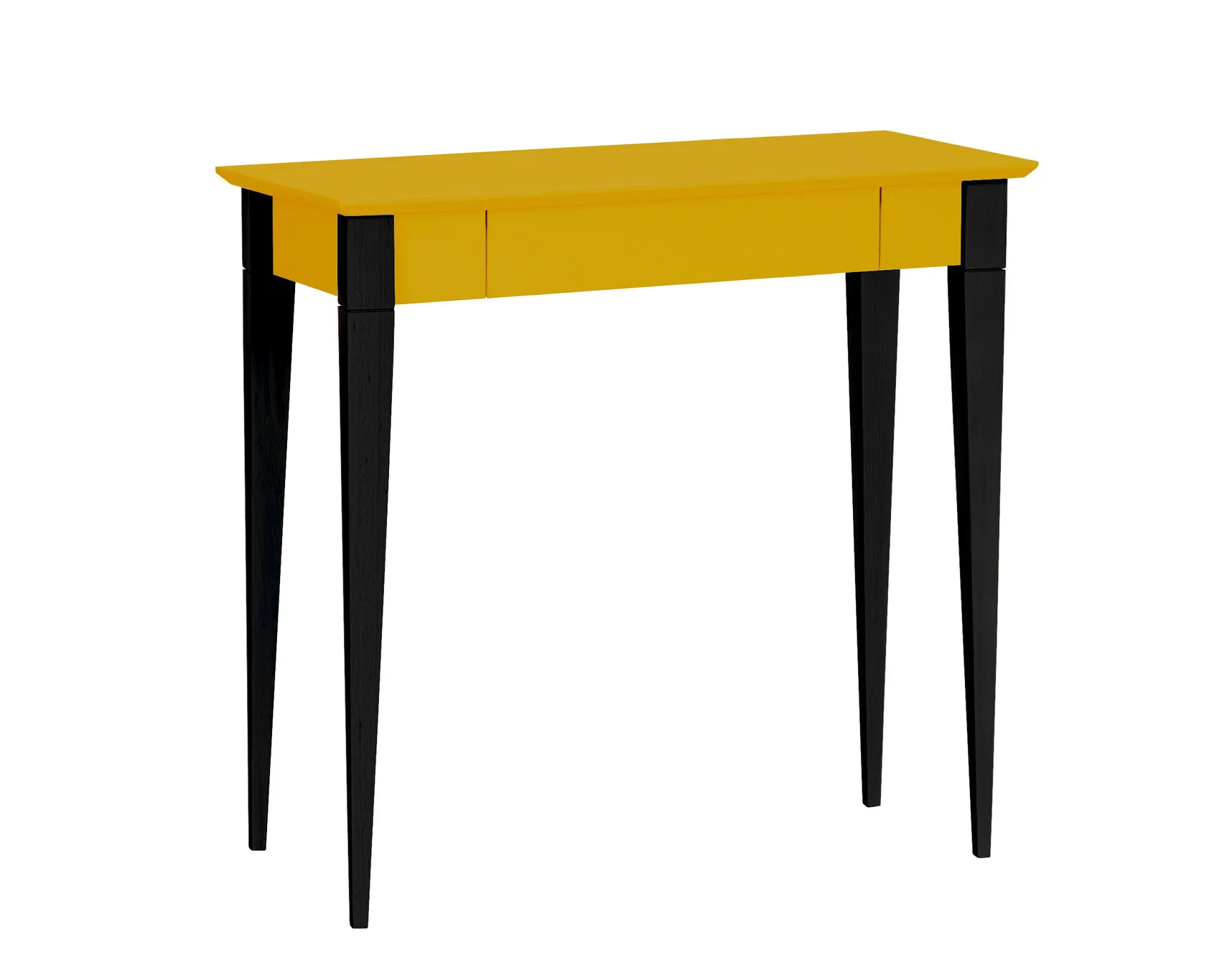 Biurko z szufladą MIMO 85x40 żółty blat /czarne drewniane nogi