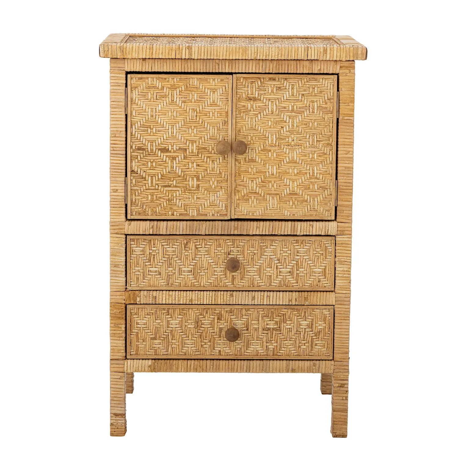Komoda 2-drzwiowa LORRIS z 2 szufladami 45 cm rattanowa naturalny