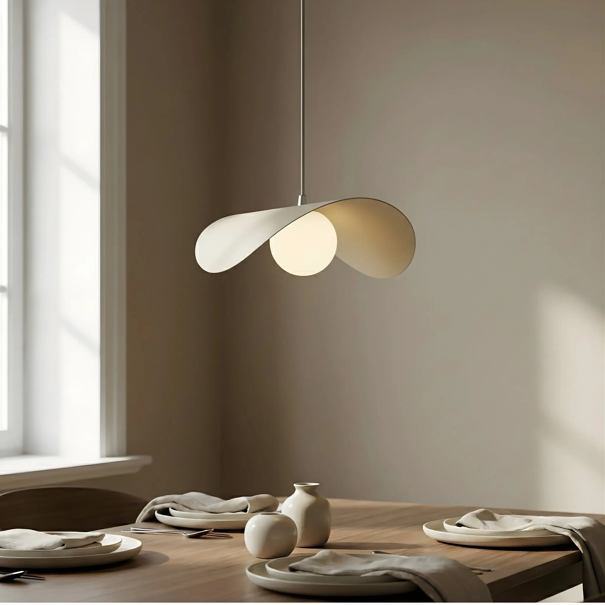 lampa wisząca, kwiatowy kształt, modern design, biała, metalowy element