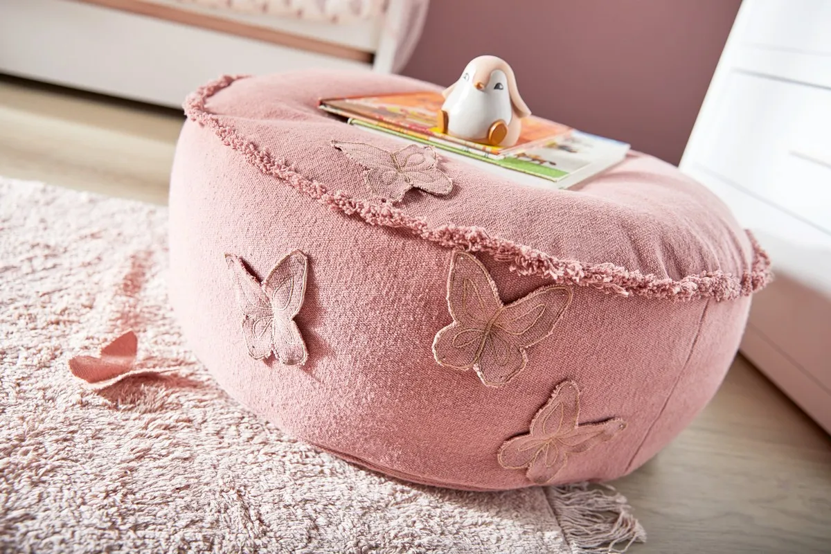 Okrągły Puf BUTTERFLIES 60cm różowa — zdjęcie 2