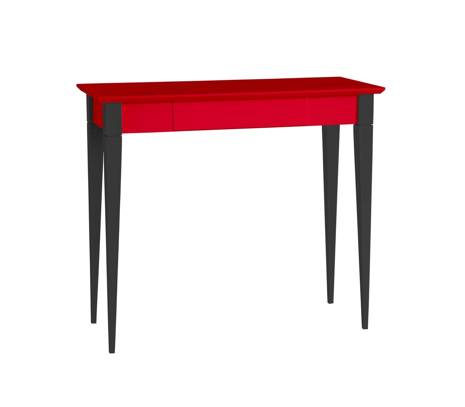 Biurko z szufladą MIMO 85x40 czerwony blat/czarne drewniane nogi