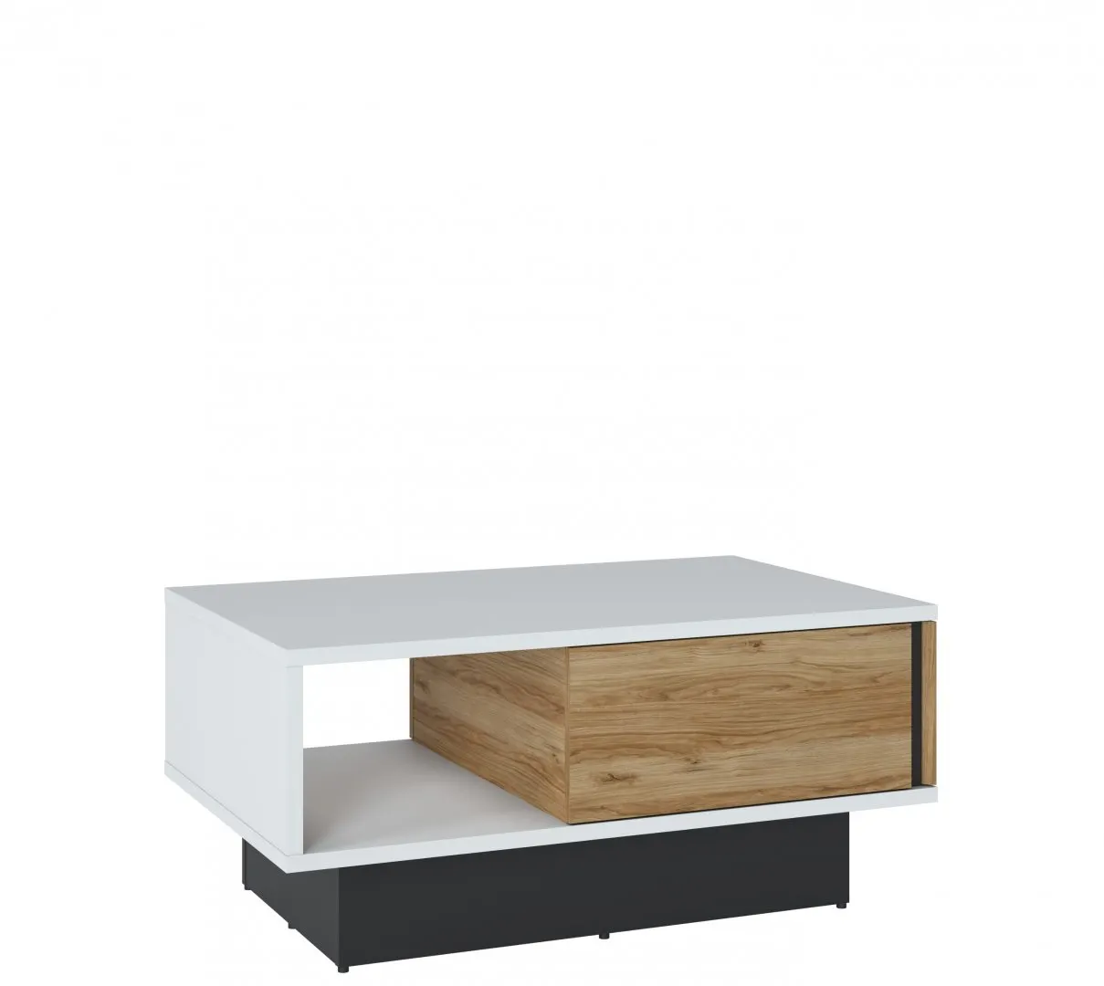 Stolik kawowy z szufladą MWTT01 Biały, Dąb Catania, Czarny Mat