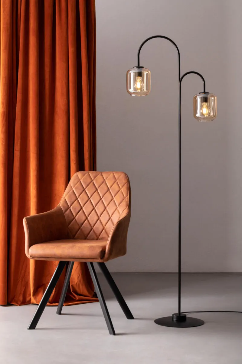 Lampa podłogowa SHINE czarno-bursztynowa - SI_50255