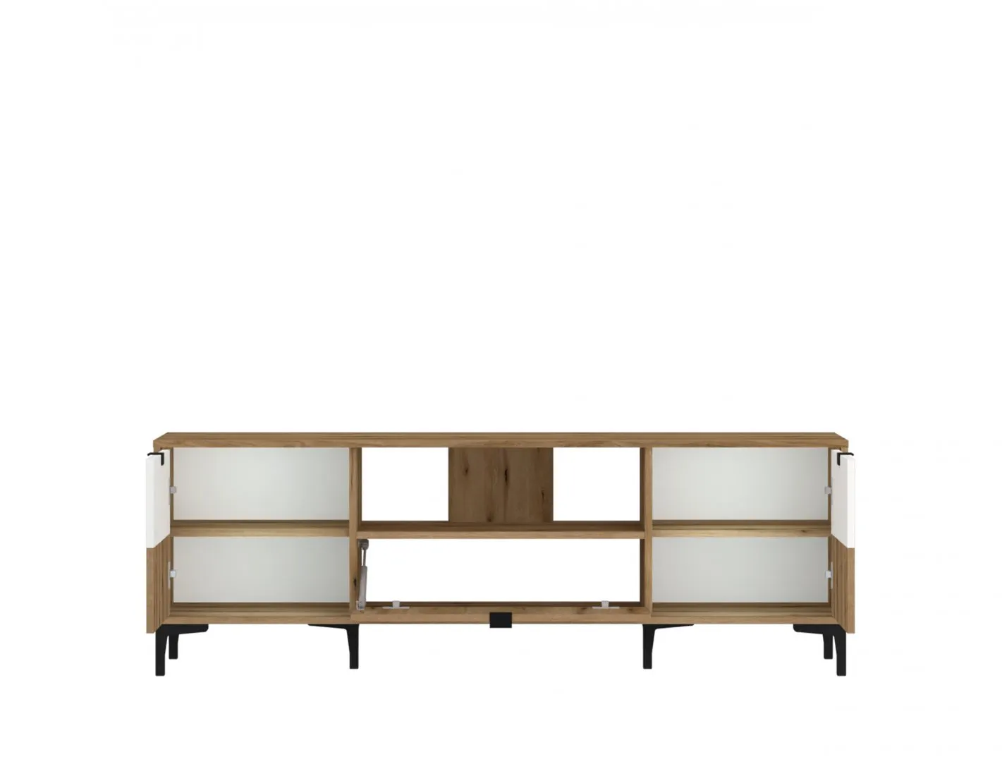 Szafka RTV 2-drzwiowa z 1 klapą RICKO RIKF02 Biały, Dąb Coast, NADRUK - 6000000013260