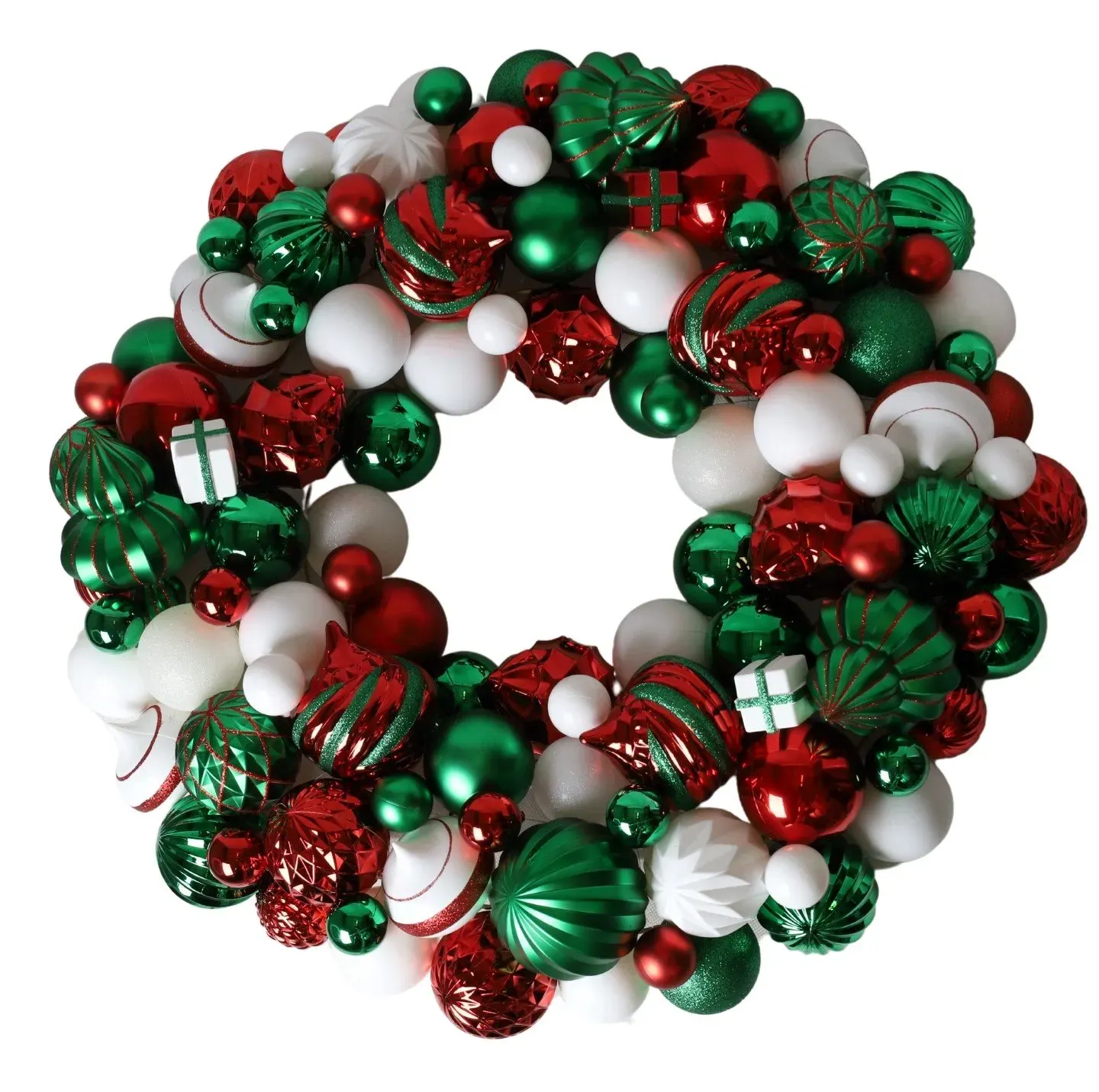 Wieniec z bombek MAXI 67 cm czerwono-zielono-biały Wieniec z bombek MAXI 67 cm czerwono-zielono-biały