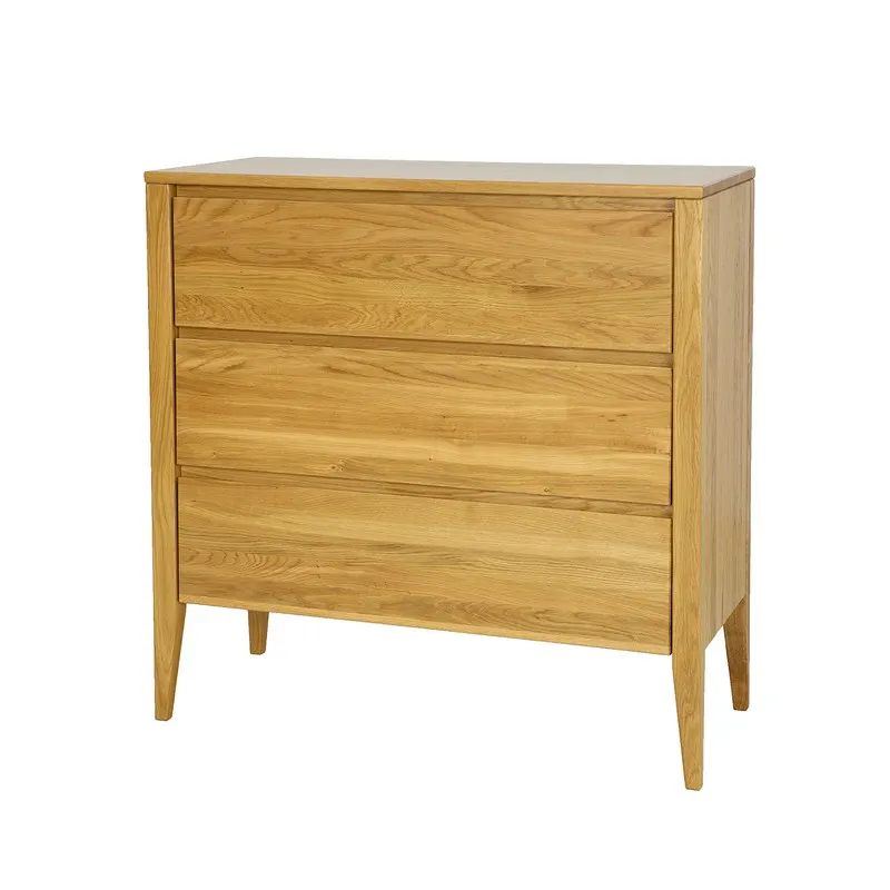 Komoda drewniana dębowa z 3 szufladami 95x95 cm na nóżkach (KD338) — zdjęcie 4