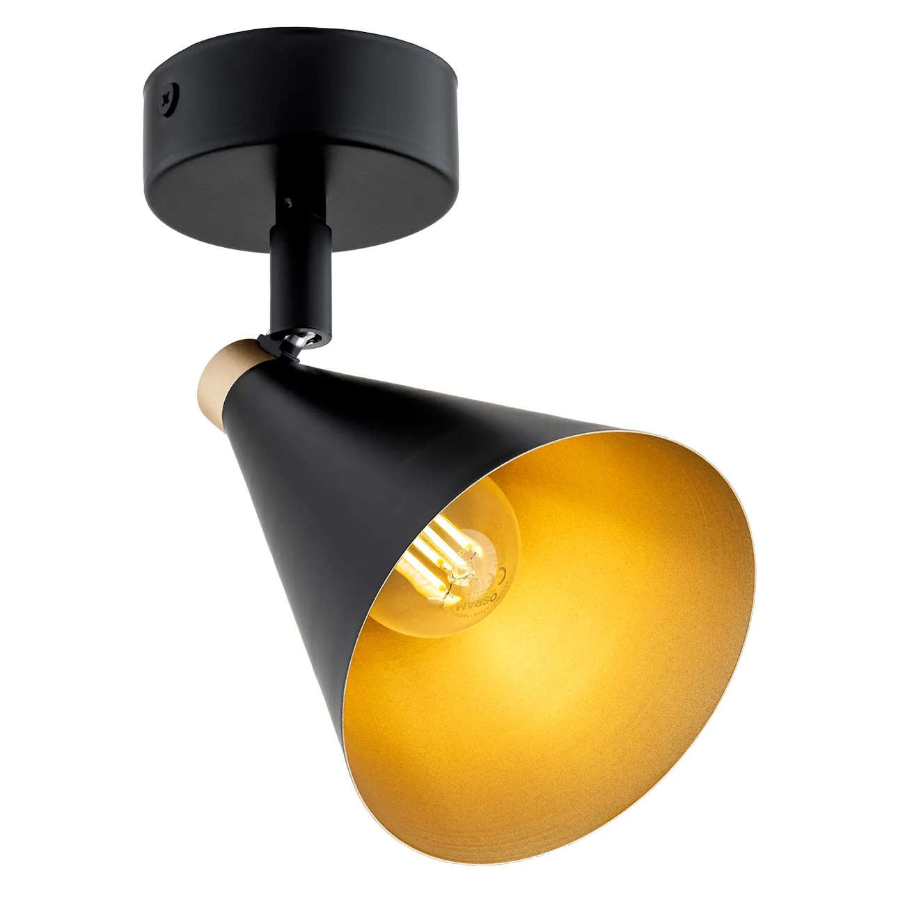 Kinkiet / Plafon LUCINDA metalowy czarny złoty regulowany 18x12cm - 8253