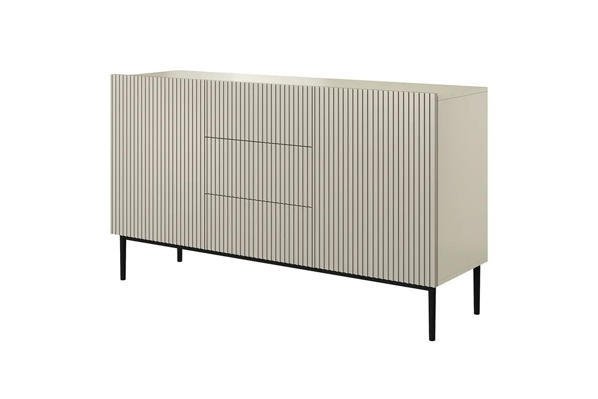 Komoda z 3 szufladami NICOLE 150 - kremowa - czarny stelaż
