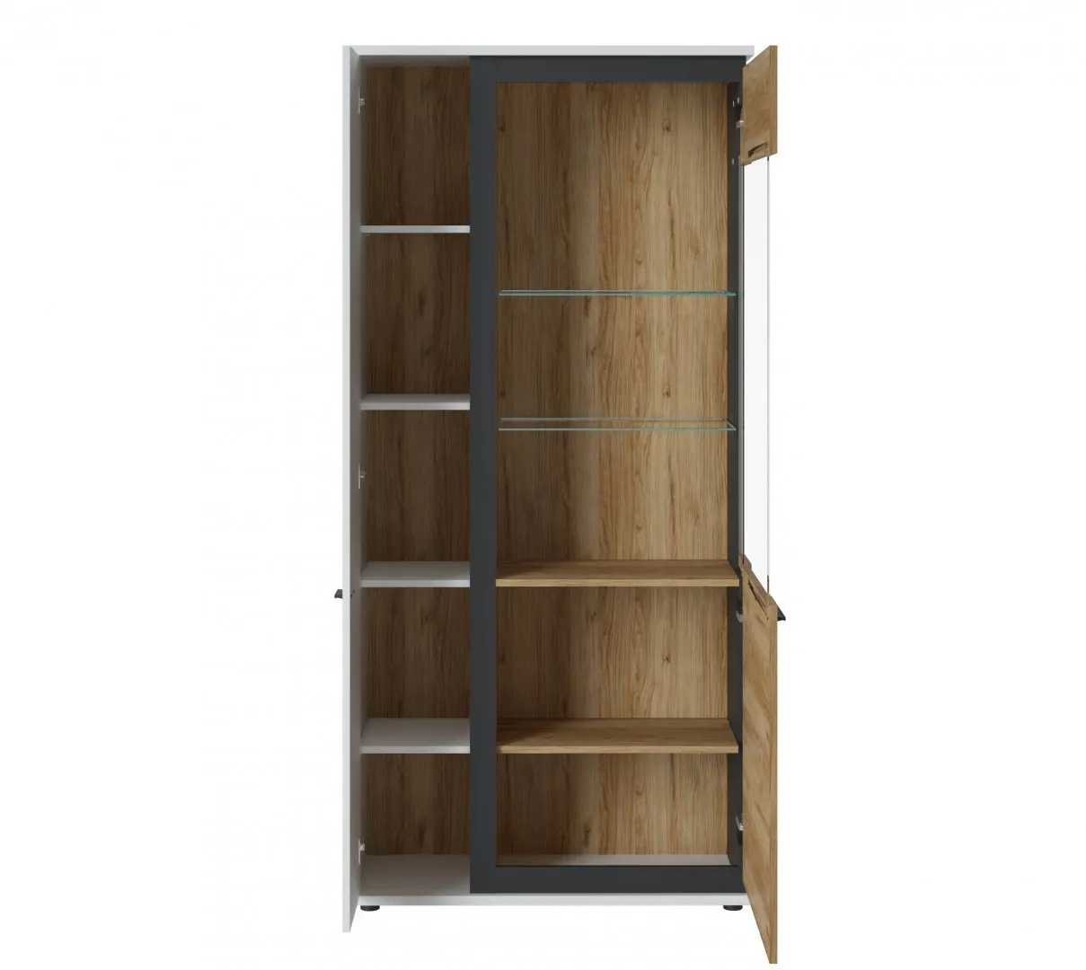 Witryna 2-drzwiowa SALINAS SAIV02 Biała, Dąb Catania, Czarny mat - 6000000010906