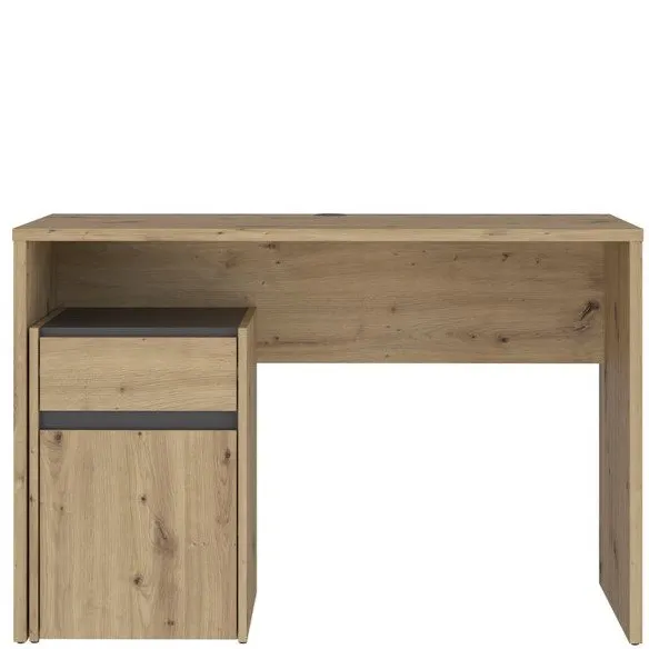 Biurko MODULTRICK z szafką i szufladą - dąb artisan, szary - MDUB111-C827