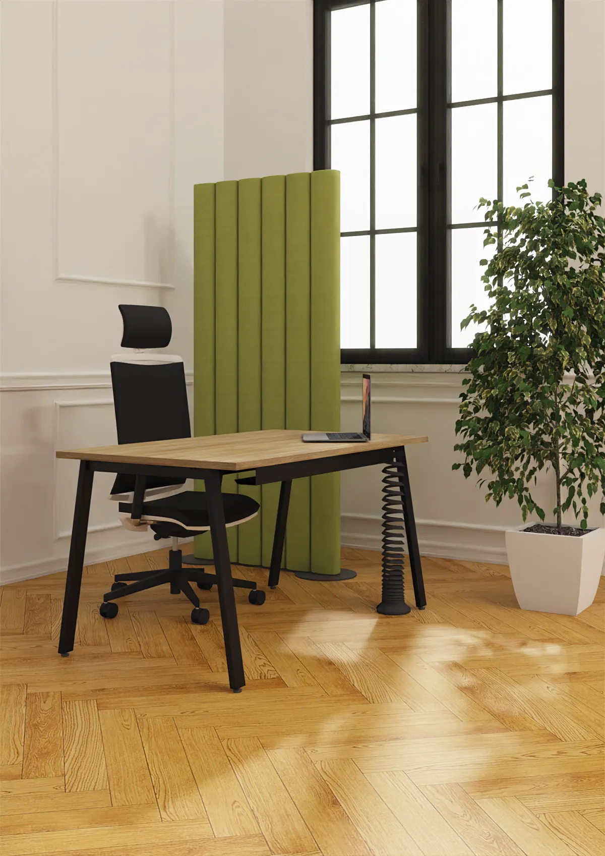 Biurko OP-LITE A II z regulacją wysokości dąb naturalny czarne 140x70x74(75)cm - OLKA140070DNATC