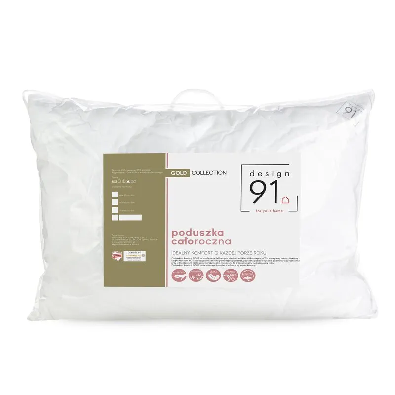 Poduszka antyalergiczna DESIGN91 Gold 70x90 cm biała - EU_370668