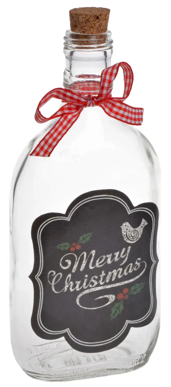 Butelka na nalewkę "MERRY CHRISTMAS" średnia transparentna