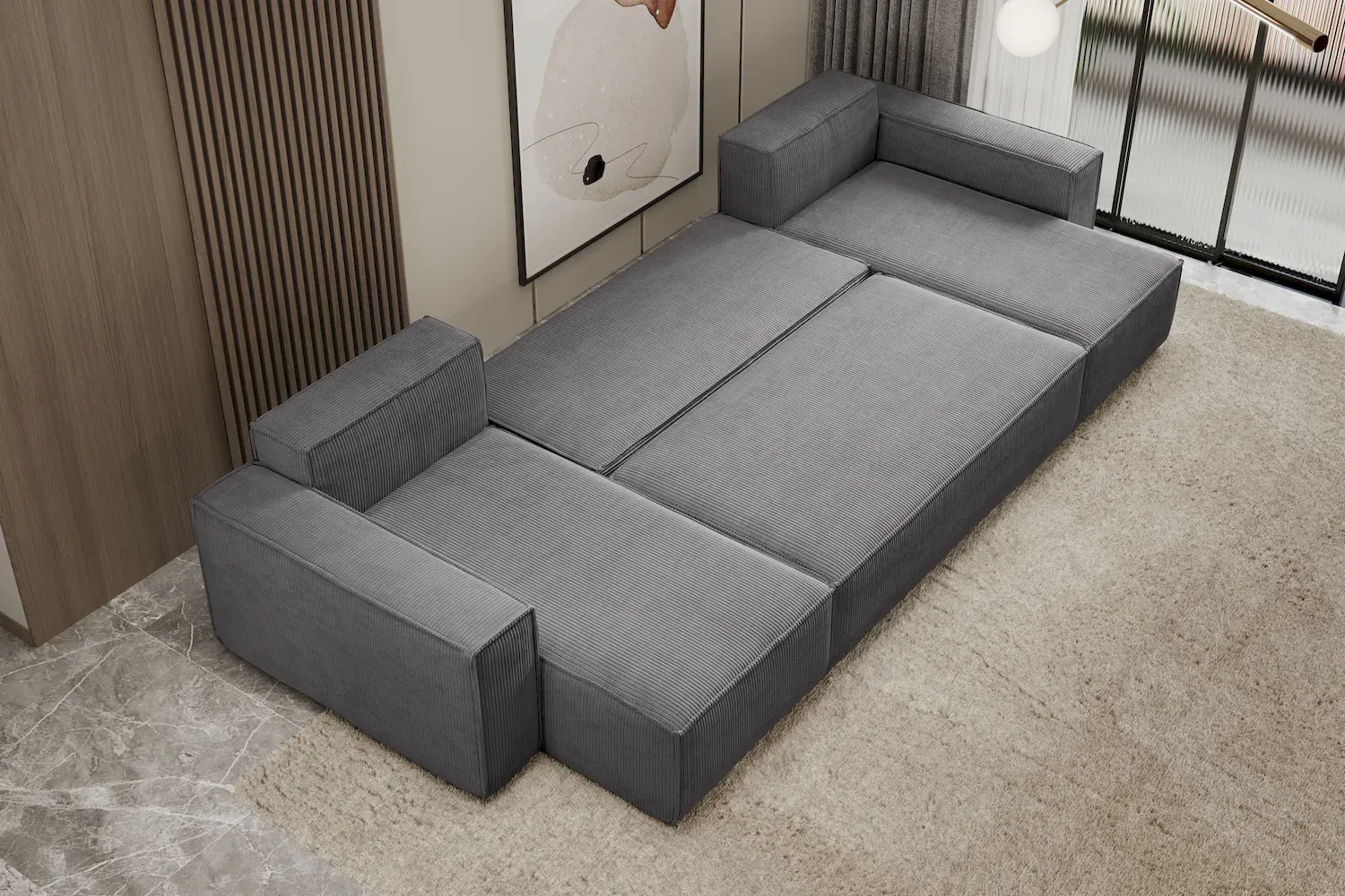 Narożnik uniwersalny KARL U rozkładany tkanina Poso 22 ciemnoszary - NAROZNIK_KARL_U_POSO22