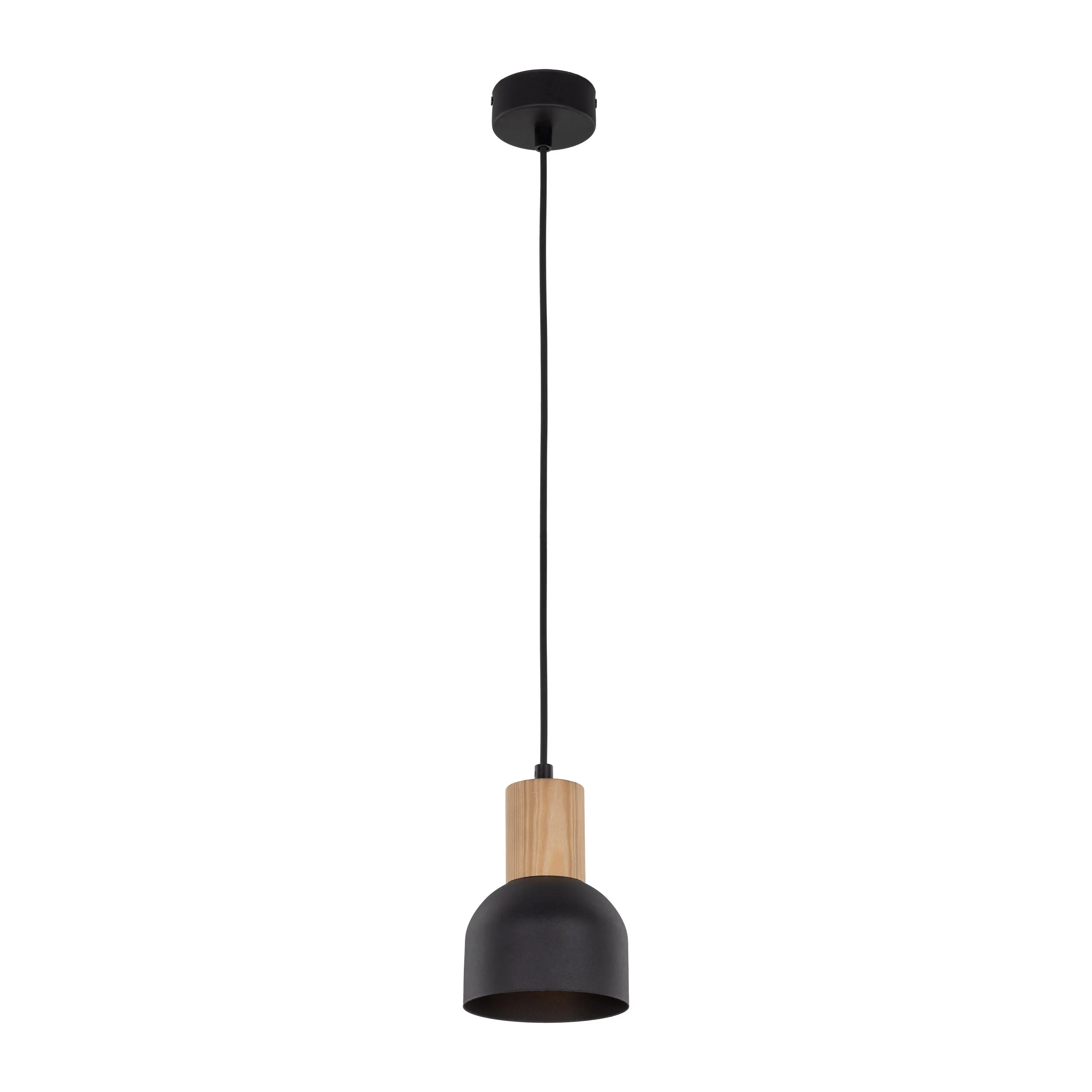 Lampa wisząca CAIRO czarna z drewnianym elementem 150x11cm