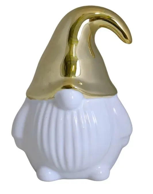 SKRZAT ceramiczny MAŁY biały ze złotą czapką
