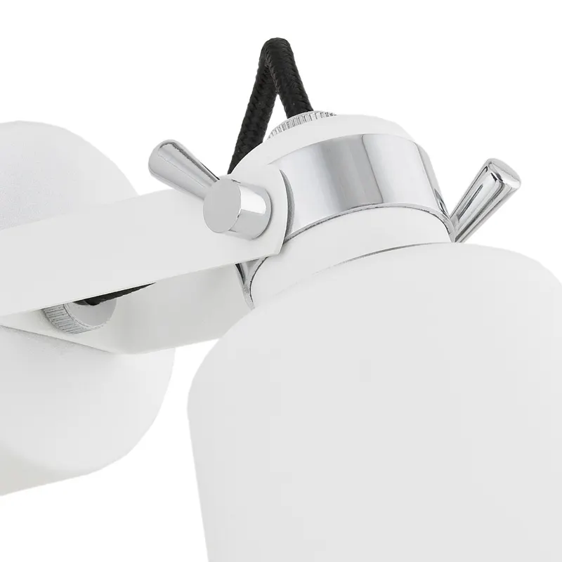 Kinkiet KONGO metalowy biały z elementami chromowanymi czarnym przewodem regulowany 35cm - 672