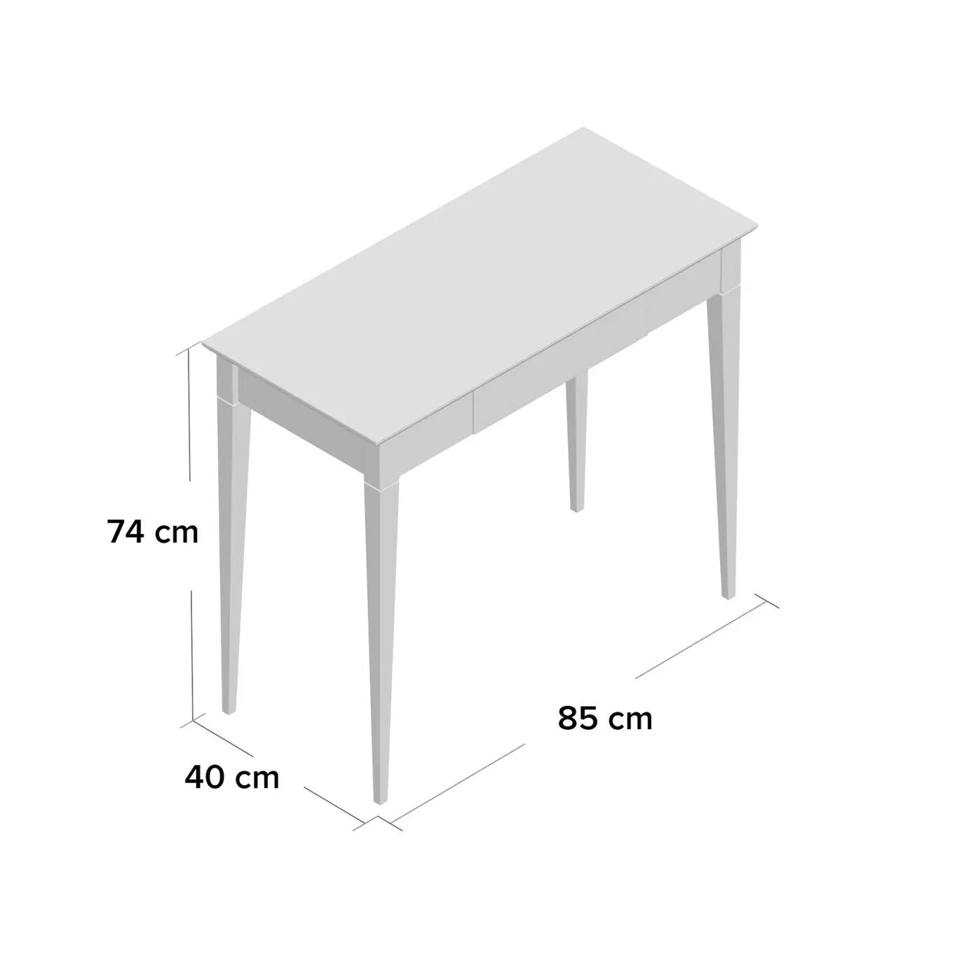 Biurko z szufladą MIMO 85x40 kremowy blat/czarne drewniane nogi — zdjęcie 7
