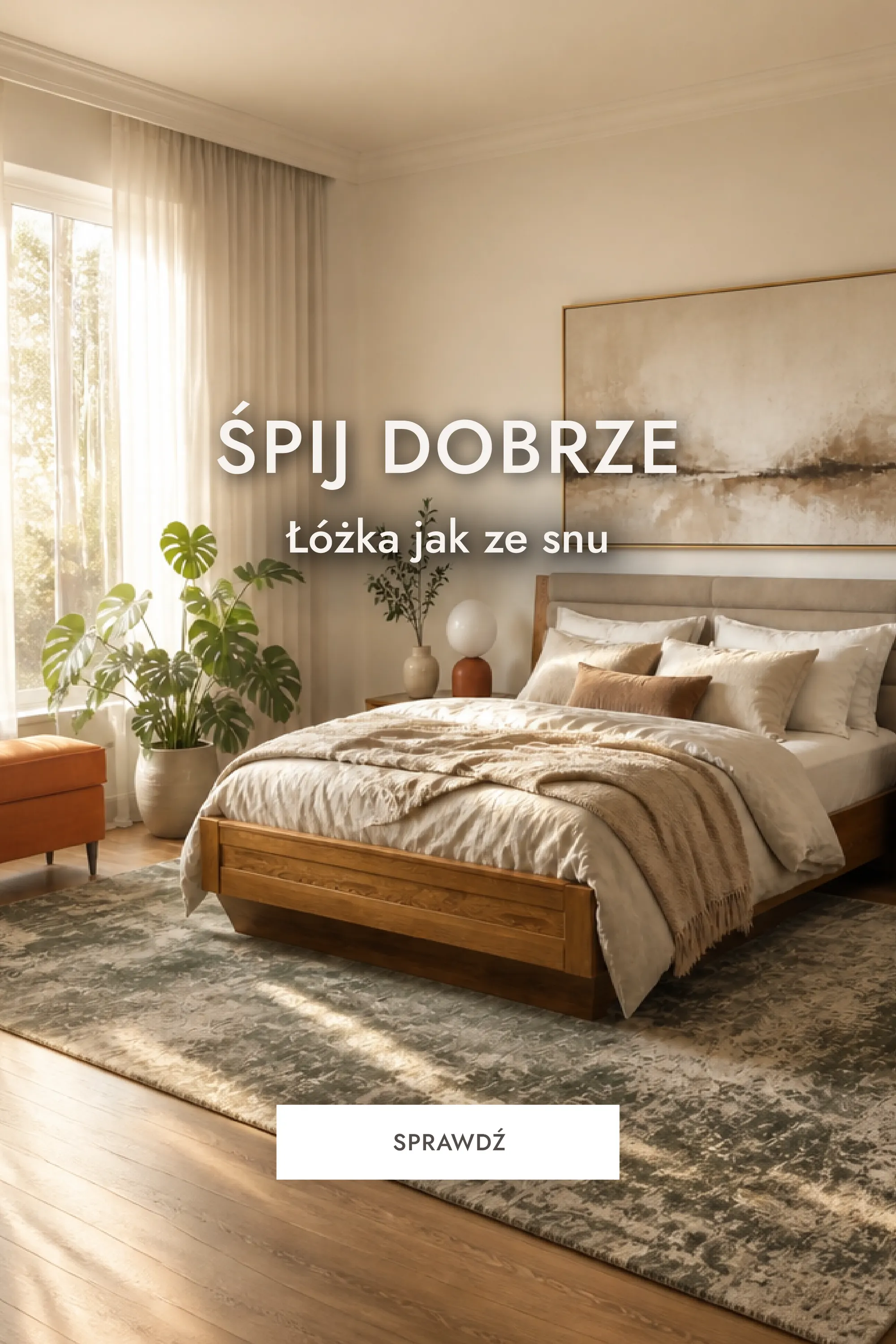 łóżko, drewniane, sypialnia, pościel, dywan