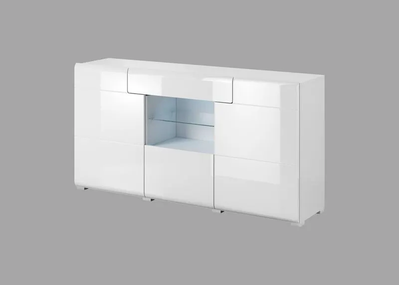 Komoda TOLEDO 26 trzydrzwiowa z szufladą i wnęką biała 159x82x39cm