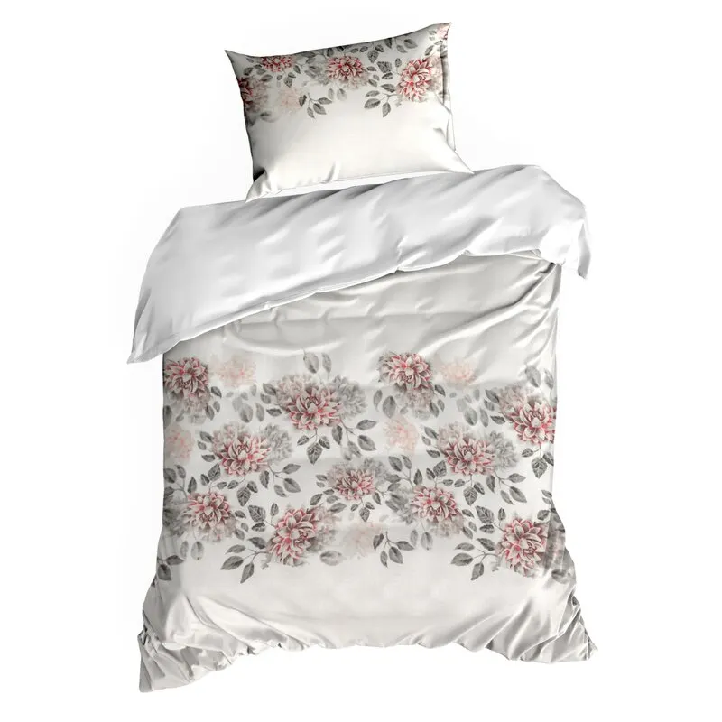 Komplet pościeli satynowej NIKA 43 140 X 200 cm Biały, Jasnoszary Komplet pościeli satynowej NIKA 43 140 X 200 cm Biały, Jasnoszary