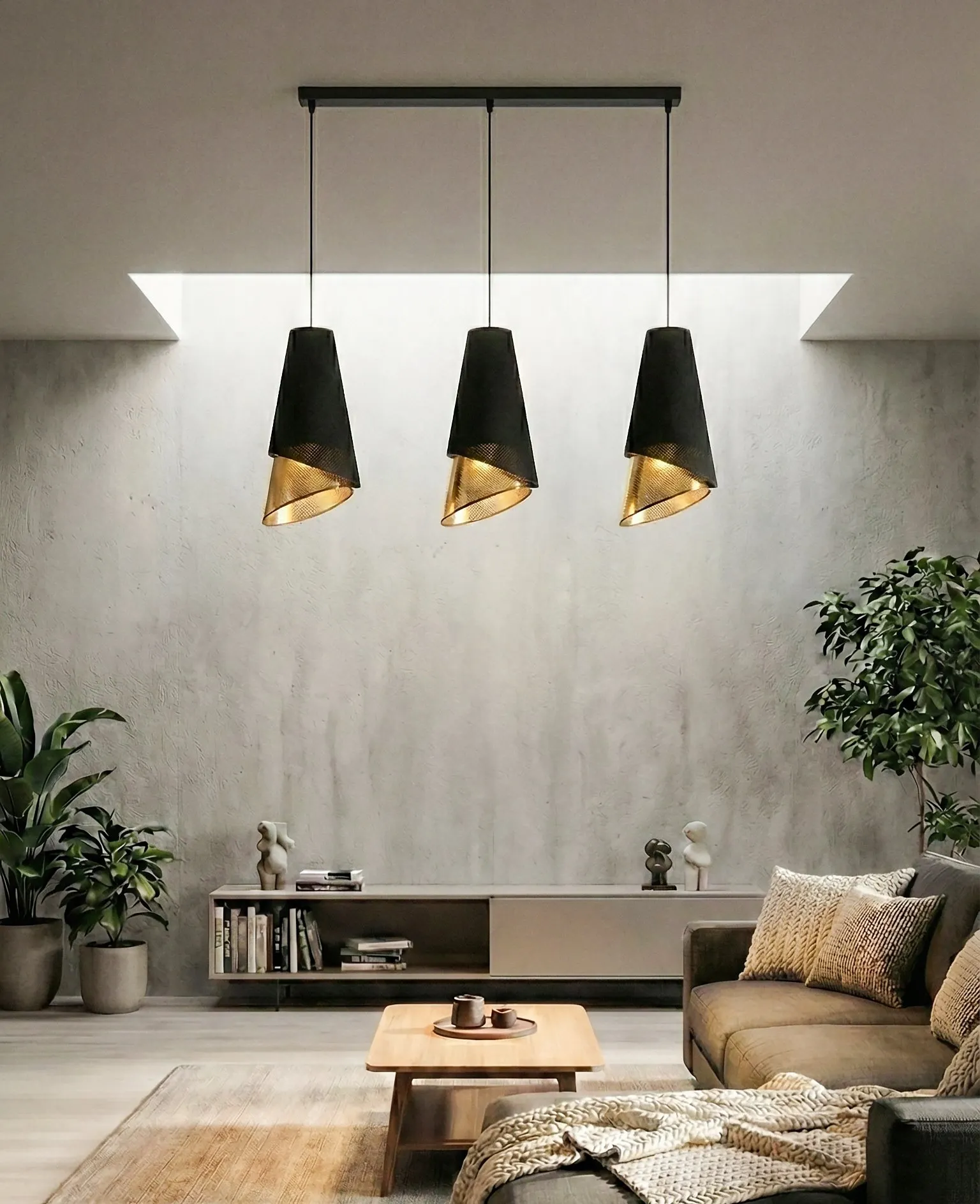 Lampa wisząca z perforowanym kloszem MODA 3 złoty czarny - 1617/3