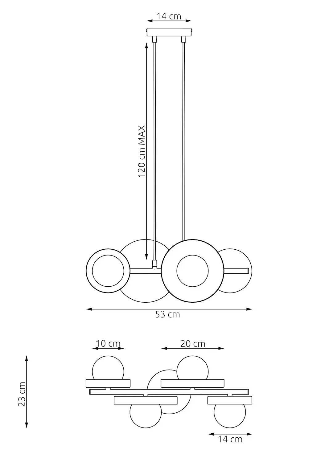 Lampa wisząca metalowa MODEL 4 czarna - 1486/4