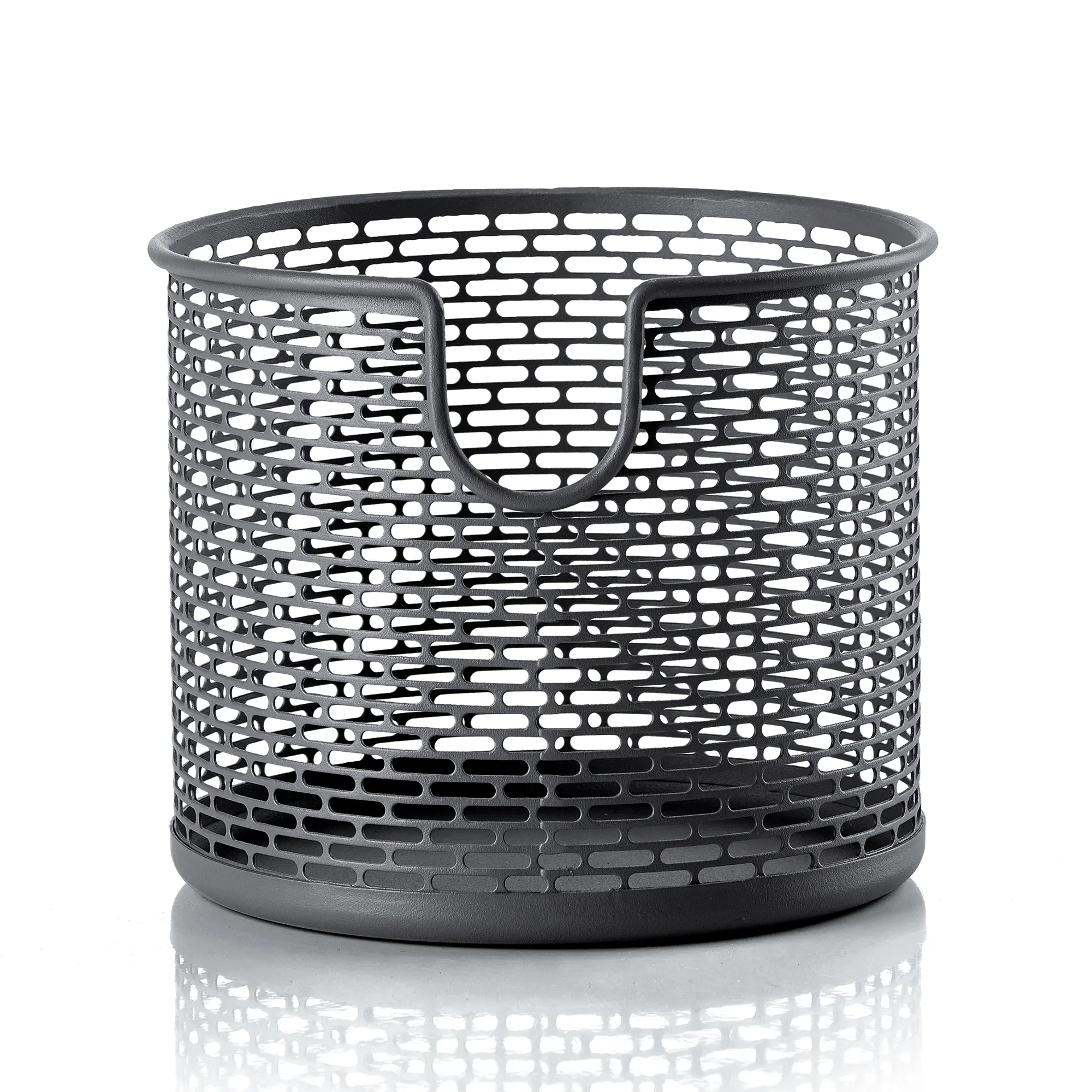 ZONE DENMARK KOSZ 12X10 CM CZARNY kosz na śmieci, przewiewny kosz, korpus metalowy, otwarte wykończenie, kolor szary