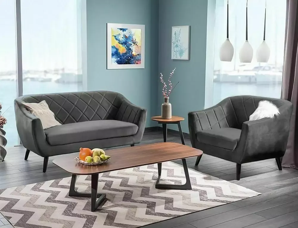Sofa 2-osobowa MOLLY 2 VELVET Bluvel 14 szary wenge - MOLLY2V14SZ