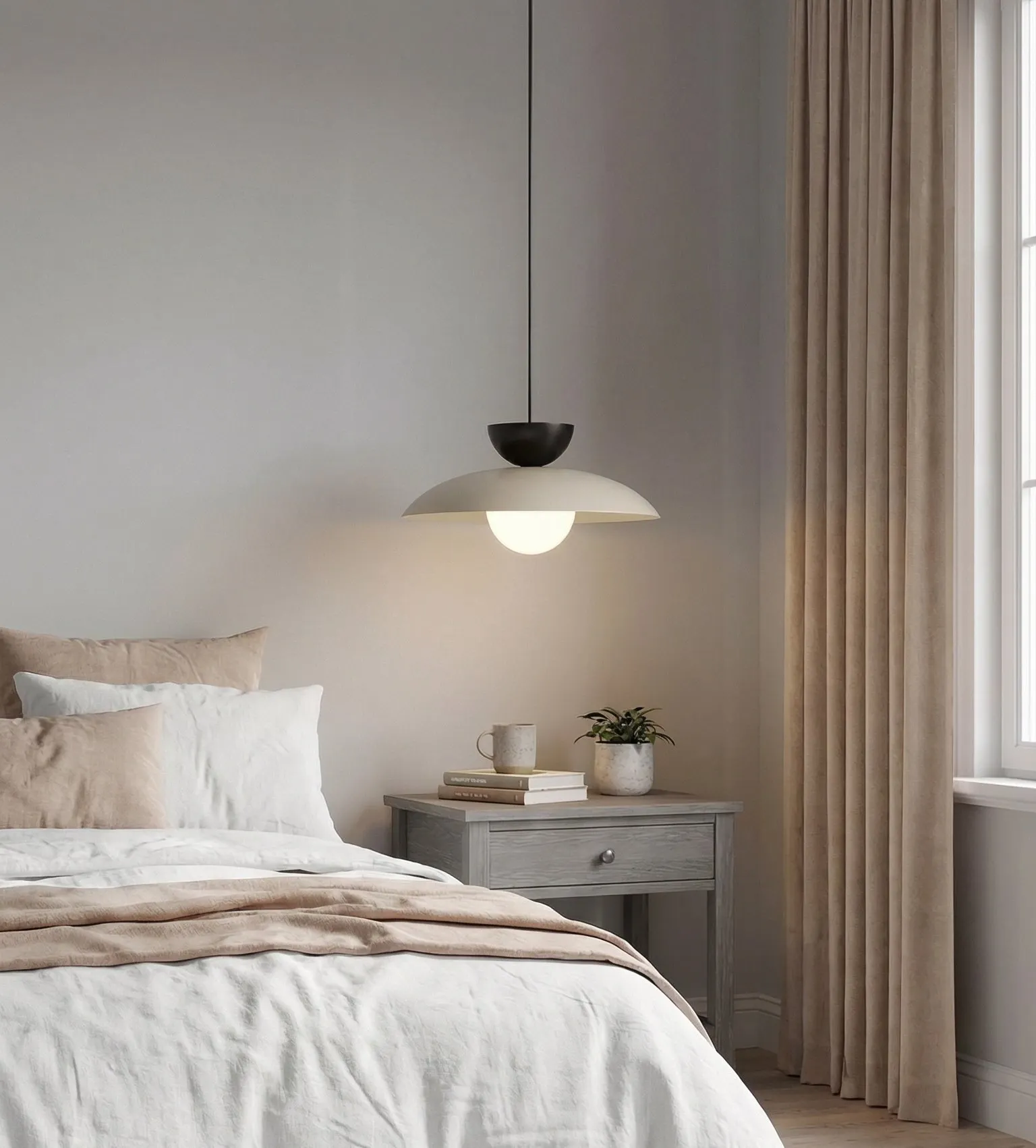 Lampa wisząca MULAN 1 MOKKA BL czarna beżowa - 1621/4