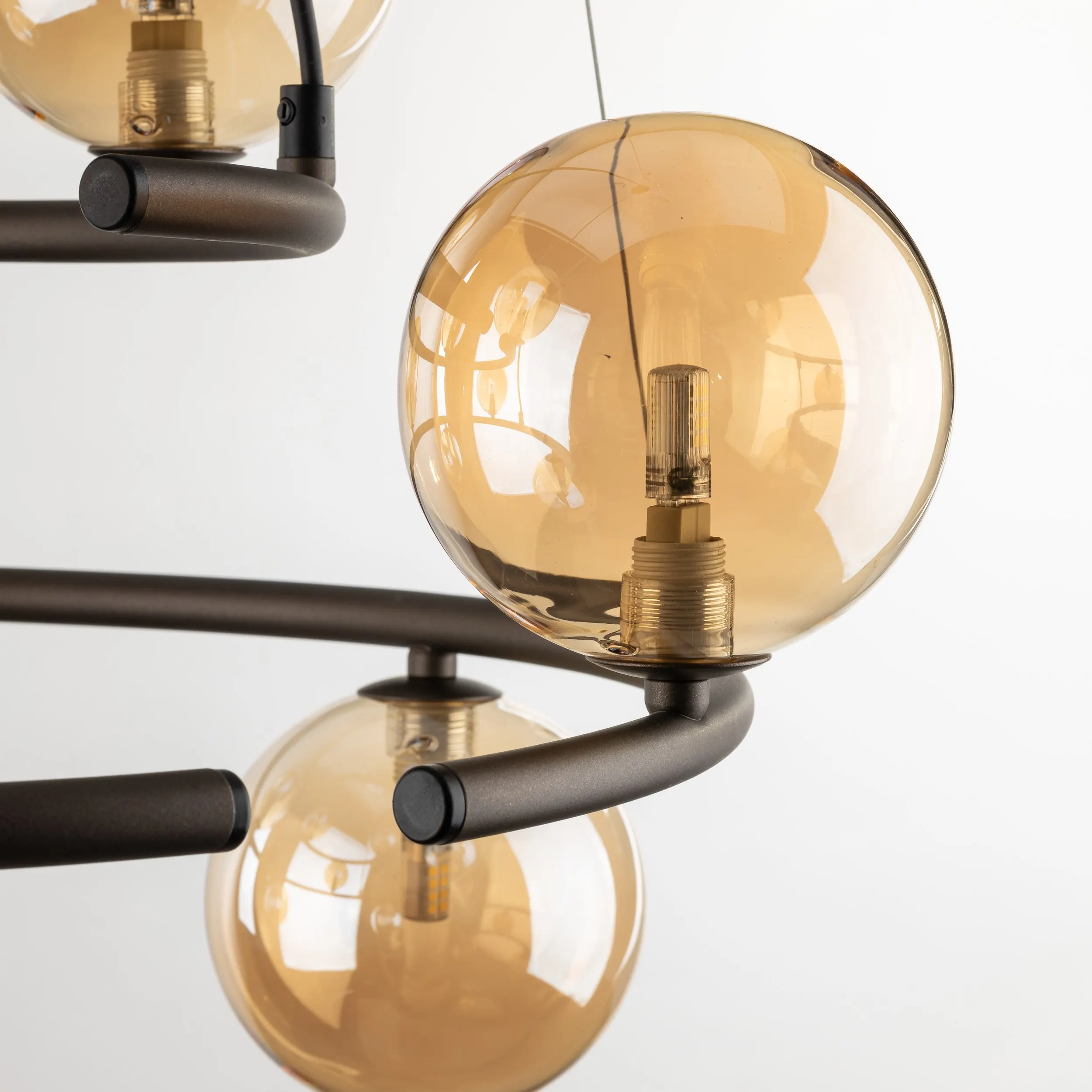 Lampa wisząca ANABELLE brązowa z brązowymi szklanymi okrągłymi kloszami 140x62cm - TK_6587