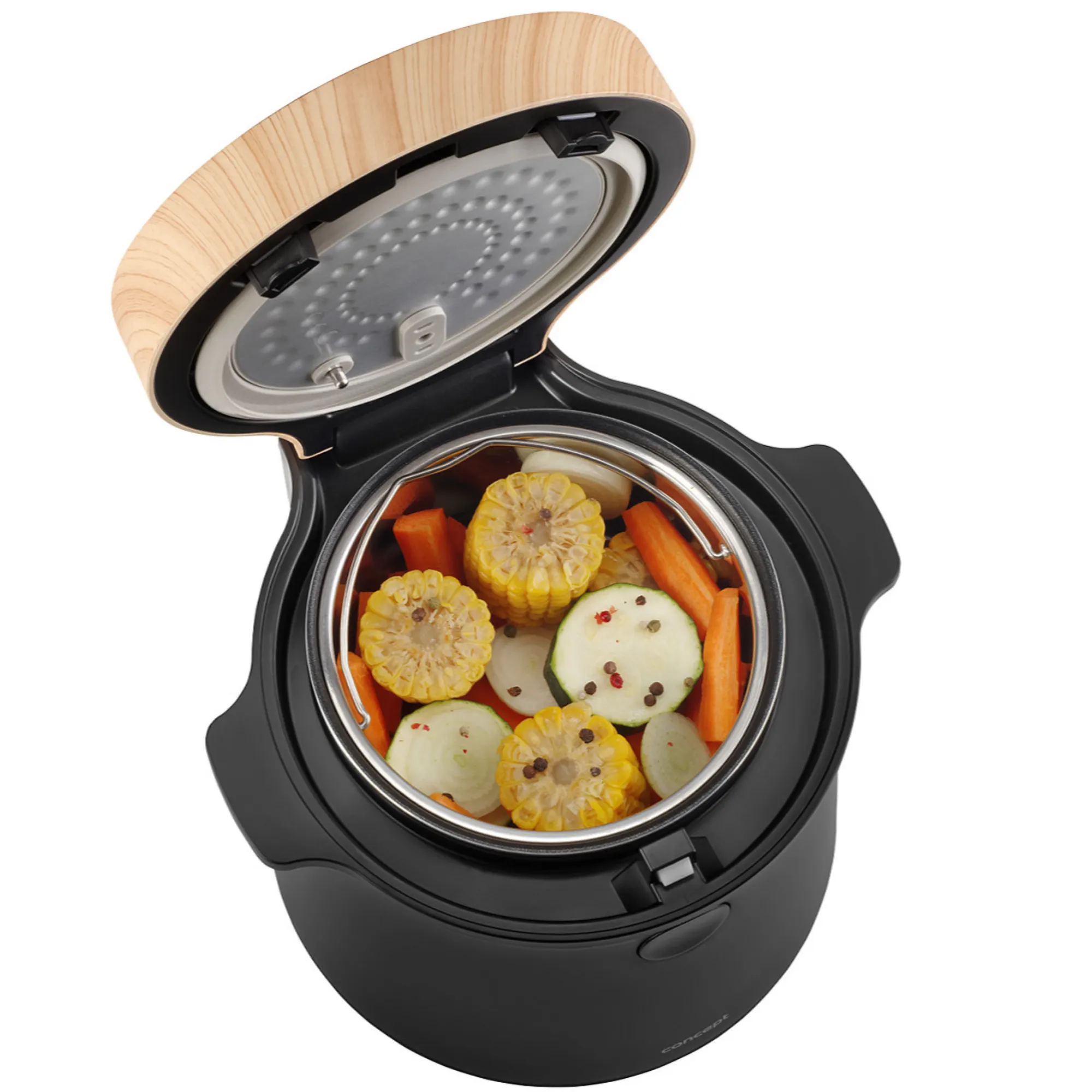 Ryżowar 2 l czarny, dekor z drewna CONCEPT - ND_RE4040