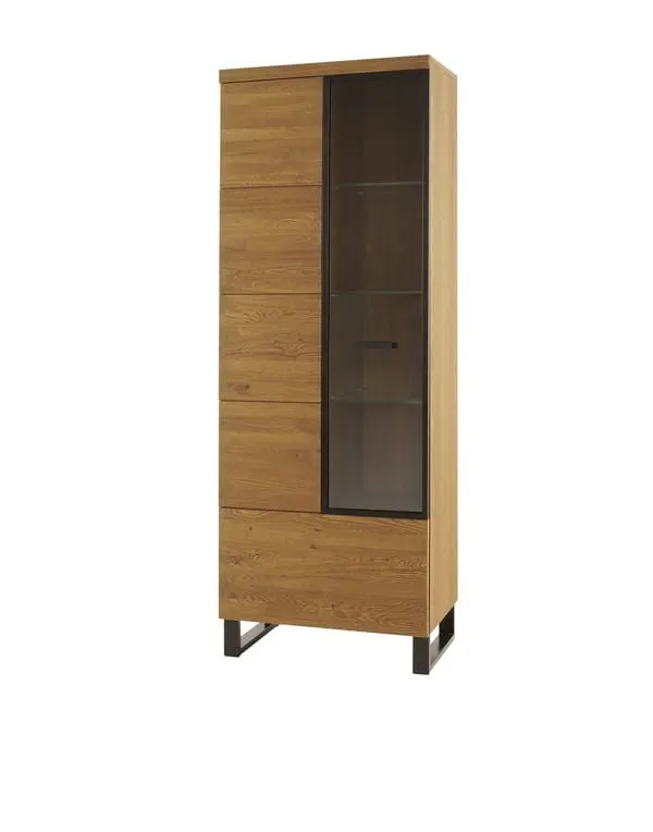 Witryna 1-drzwiowa PRATTO 10 lewa dąb rustical czarny 198x67x42cm