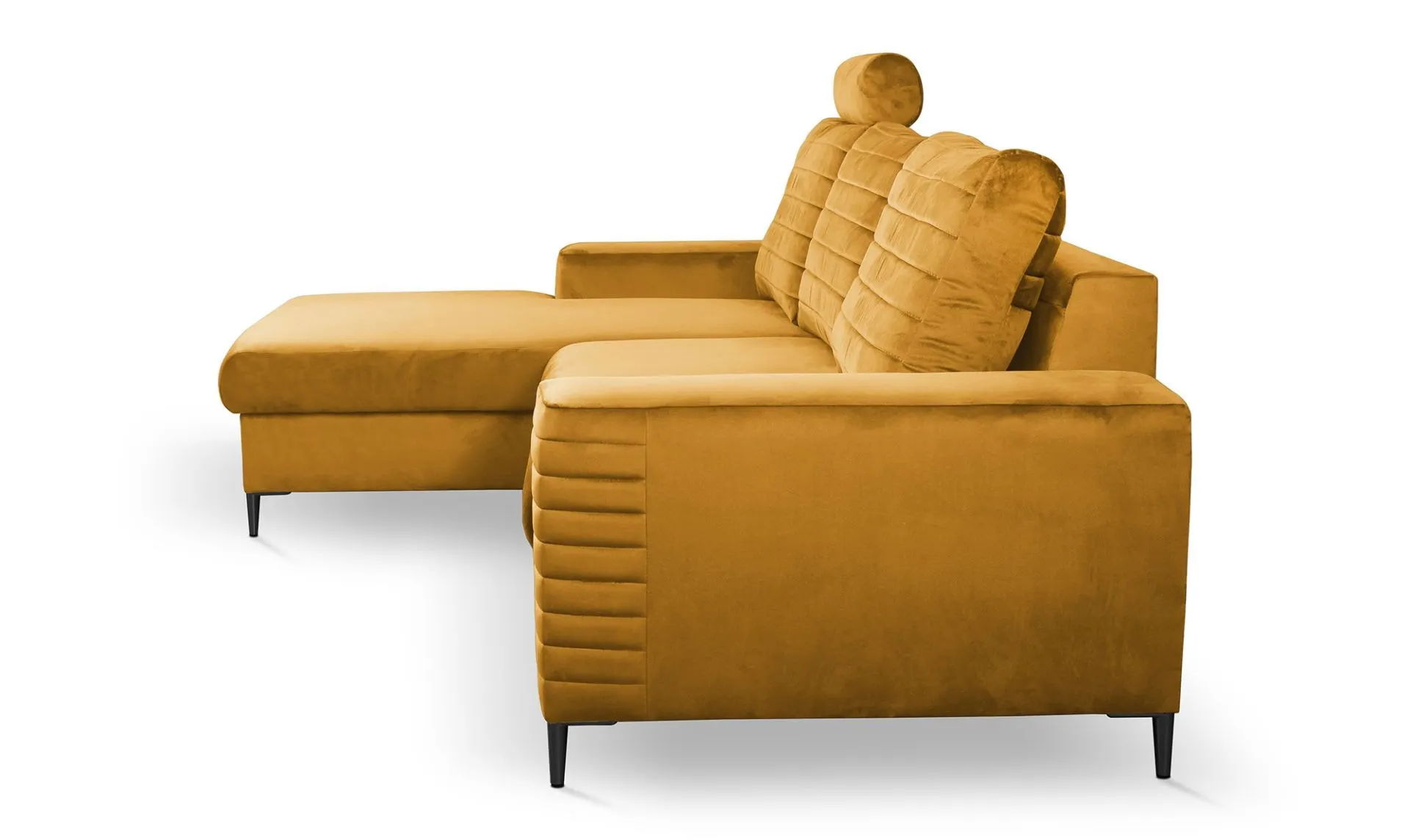 Narożnik rozkładany z pojemnikiem COLLIN VELLUTO 253 cm lewy musztardowy - COLILIN_NAR_VELLUTO8_L