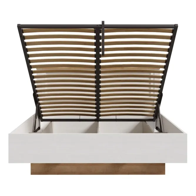 Łóżko ze stelażem CHISBURY 160x200 - dąb riviera, modrzew jasny sibu - BHLL3162-M482