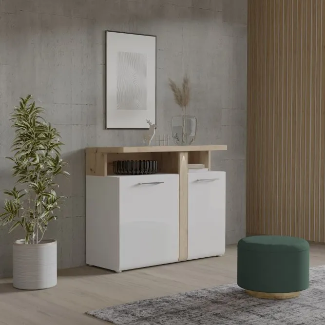 Komoda 2-drzwiowa TULUZA 103 cm biały dąb artisan - TUZK221B-C843