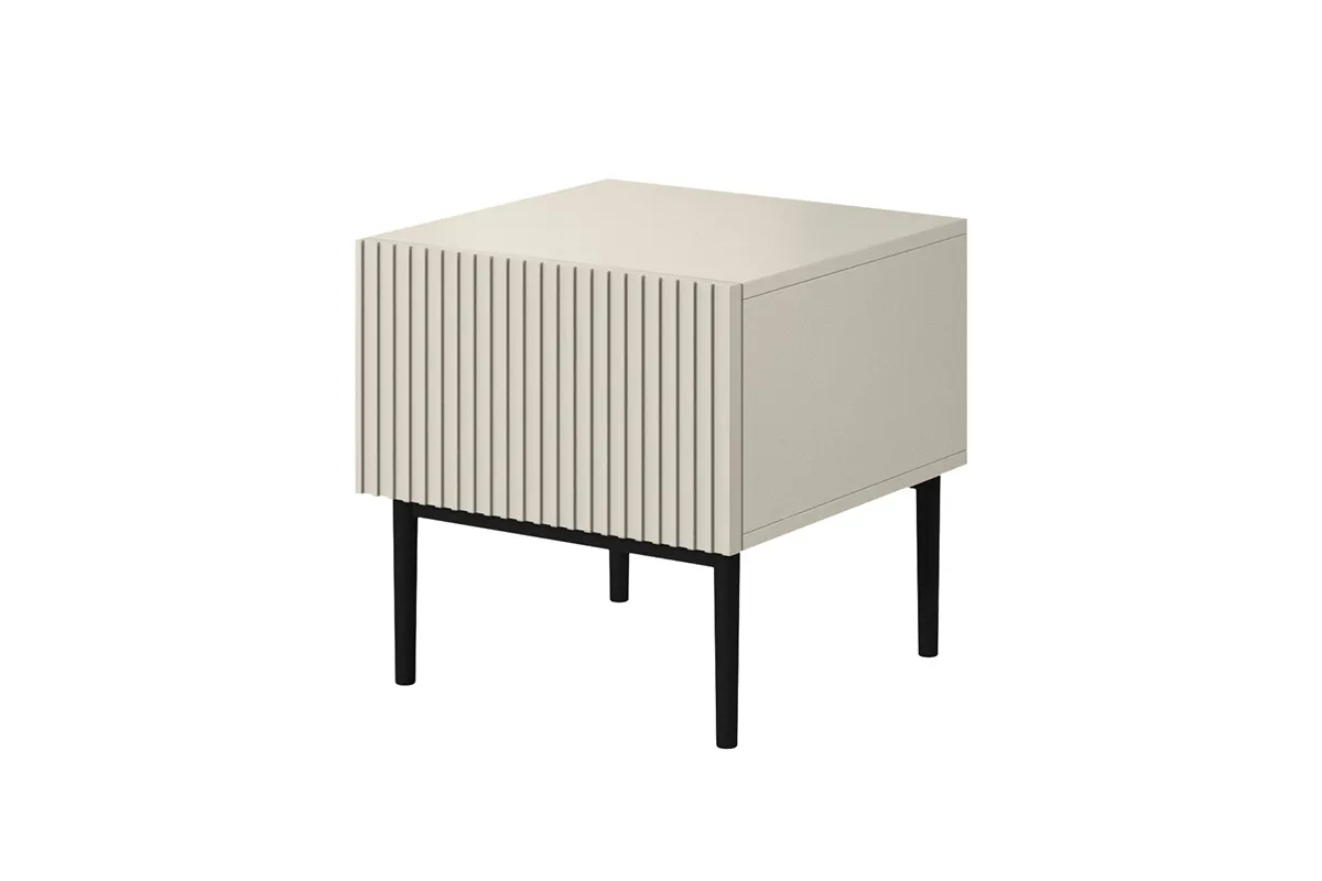 Szafka nocna z szufladą ( zestaw 2 szt. ) NICOLE 46 1SZ - kremowa, czarny stelaż - B_55616