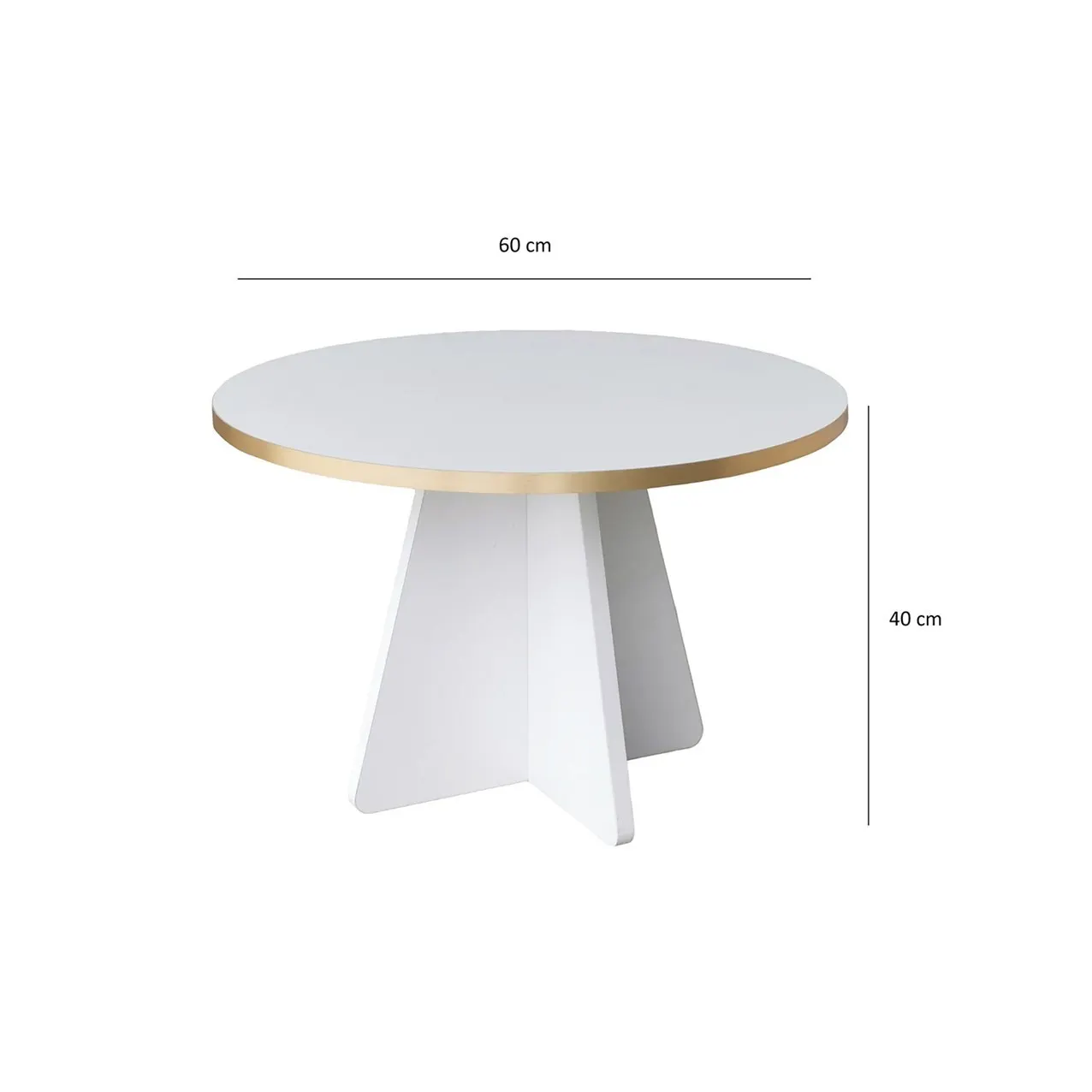 Stolik kawowy okrągły MUSHROOM 60 cm biały złoty