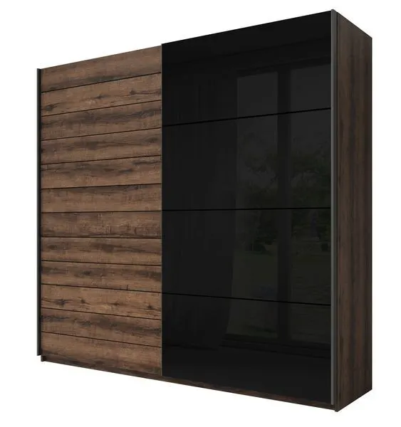 Szafa GALAXY przesuwna 2-drzwiowa z lustrem dąb monastery czarna 221x210x61cm