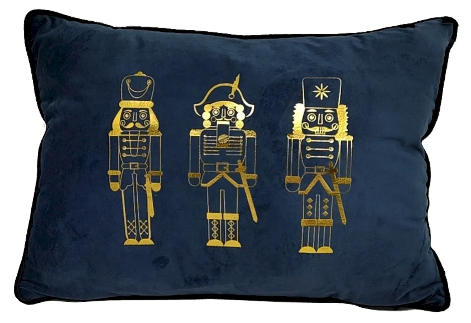 Poduszka świąteczna welurowa Z ŻOŁNIERZYKAMI 35x50 granatowa